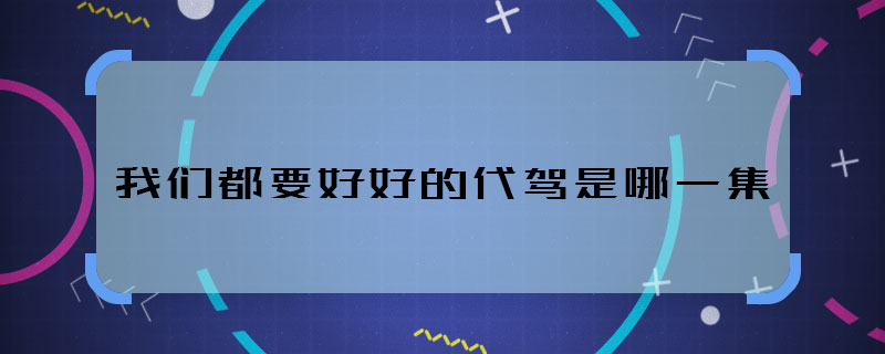 我们都要好好的代驾是哪一集 我们都要好好的代驾哪集播的